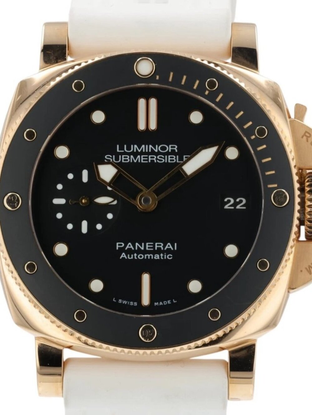 Panerai Luminor Submersible Black Dial 18k Rose Gold 42mm Automatic Mens